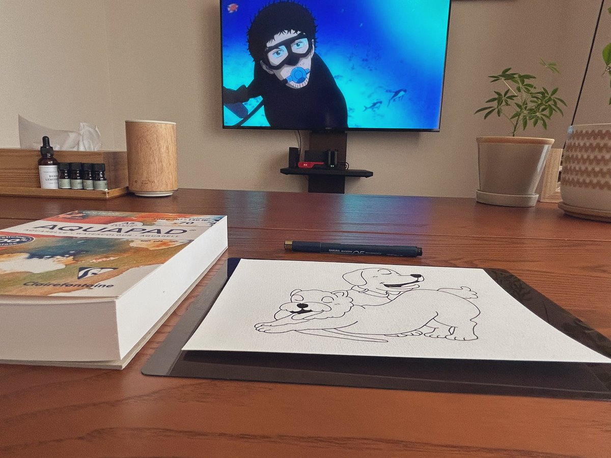 ots_chap's tweet photo. 宇宙兄弟にめっちゃハマってしまった。絵を描いて気分転換！この時間が1番癒される。絵は私の大好きなインスタのわんこたち。 https://t.co/i9P7jEKKSo