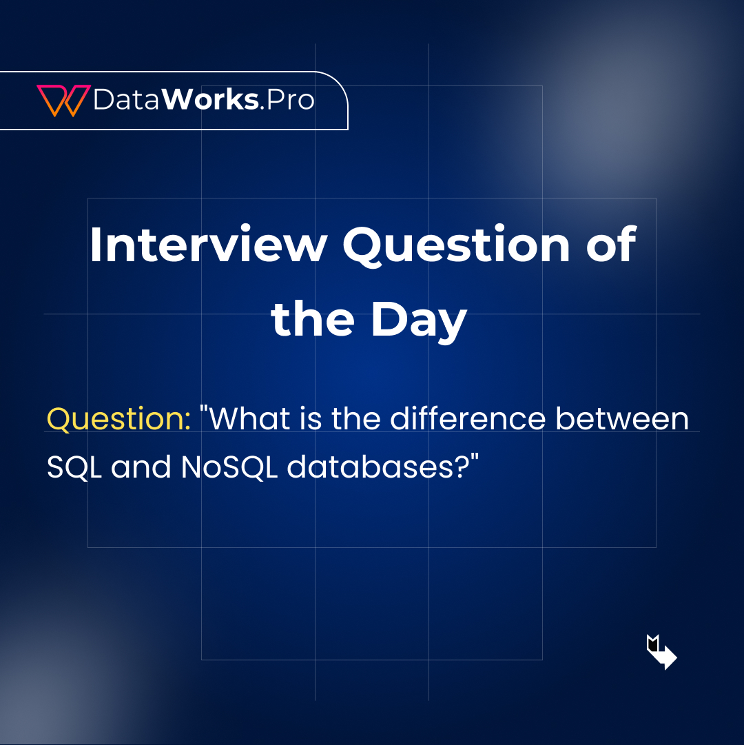dataworks27's tweet image. 📌 Interview Question of the Day!
🚀 "What is the difference between SQL and NoSQL databases?"
💡 Think before you answer!
Drop your answer in the comments – let’s see how many get it right! ⬇️
#InterviewQuestion #TechTips #SQLvsNoSQL #FullStackDevelopment #DataEngineering