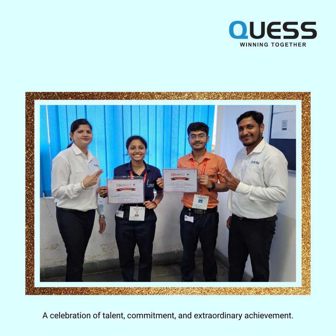 QSS_India's tweet photo. We are proud to celebrate a moment of incredible achievement! 
https://t.co/AJ3hvh8vzh 

#SkillDevelopment #ProudMoment #NAPS #QuessCorp #CII #WorkSkillsCompetition #FutureReadyTalent https://t.co/oCP3oUVKxI