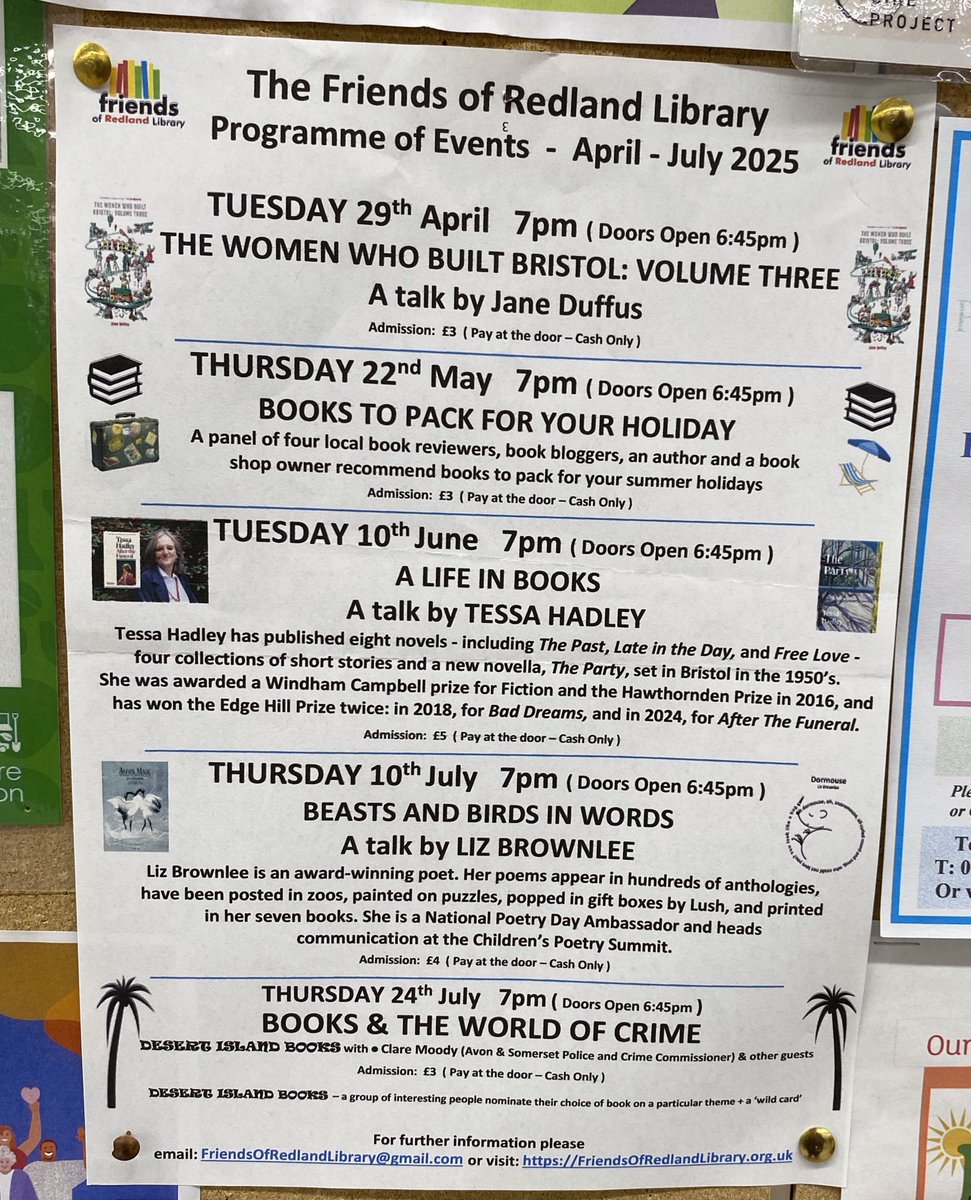 Redland Library Events (@redlandlibevent) on Twitter photo A busy few months ahead in #Bristol’s Redland Library.
We need volunteers to help plan and organise events.
Please email FriendsOfRedlandLibrary@gmail.com to offer your support. A busy few months ahead in #Bristol’s Redland Library.
We need volunteers to help plan and organise events.
Please email FriendsOfRedlandLibrary@gmail.com to offer your support.