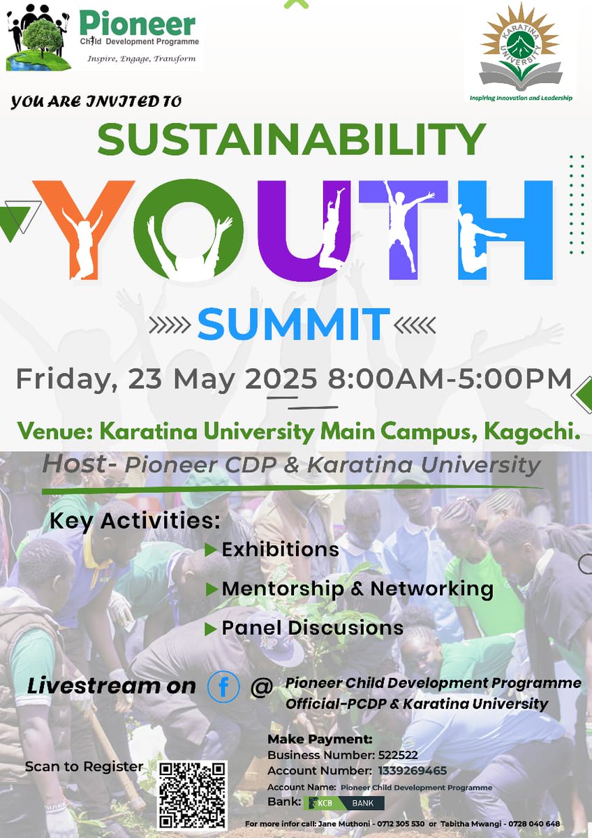 Join us on May 23 at Karatina University for the Sustainability Youth Summit
Exhibitions, mentorship, and panel talks to empower youth for a greener future.
#SustainabilityYouthSummit #inspiringinnovationandleadership #Thegreenentrepreneurialuniversity