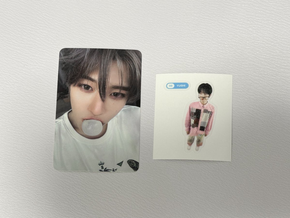 Om14059's tweet photo. NCT WISH NCTWISH poppop popchu wichu トレカ シール 交換 

【譲】シオン　ユウシ　🌷⭐️
　　
【求】同種　サクヤ　🥐

郵送での交換希望です
(ポスト投函動画対応可)

リプ、DMまでよろしくお願い致します🪽 https://t.co/PM97nOnEB0