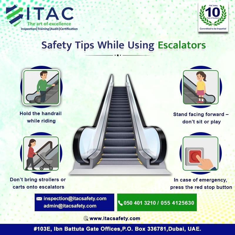 ItacSafety's tweet image. ⚠️ Escalator Safety Tips You Shouldn’t Ignore! ⚠️
📞 050 401 3210 / 055 4125630
📧 inspection@itacsafety.com
🌐 itacsafety.com
escalator inspection company in dubai
#ITACSafety #EscalatorAwareness  #StayAlert #SafeUse #EscalatorSafety #UAE #Sharjah #Dubai #AbuDhabi