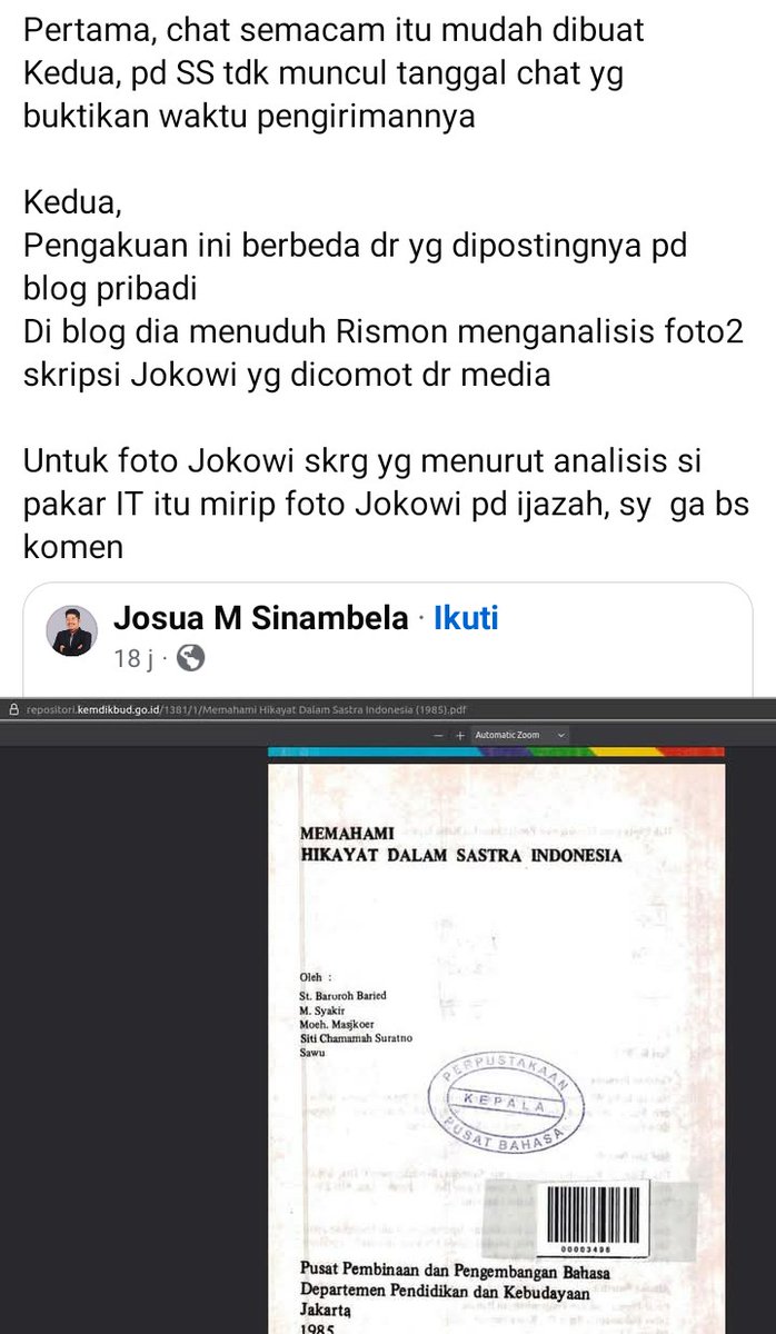 gatot swandito (@midhangste) on Twitter photo <a href="/SianiparRismon/">Rismon Hasiholan Sianipar</a> Postingan Josua Sinambela di FB bnyk ngacoknya
Niat dia belain Jokowi, malah blunder fatal <a href="/SianiparRismon/">Rismon Hasiholan Sianipar</a> Postingan Josua Sinambela di FB bnyk ngacoknya
Niat dia belain Jokowi, malah blunder fatal