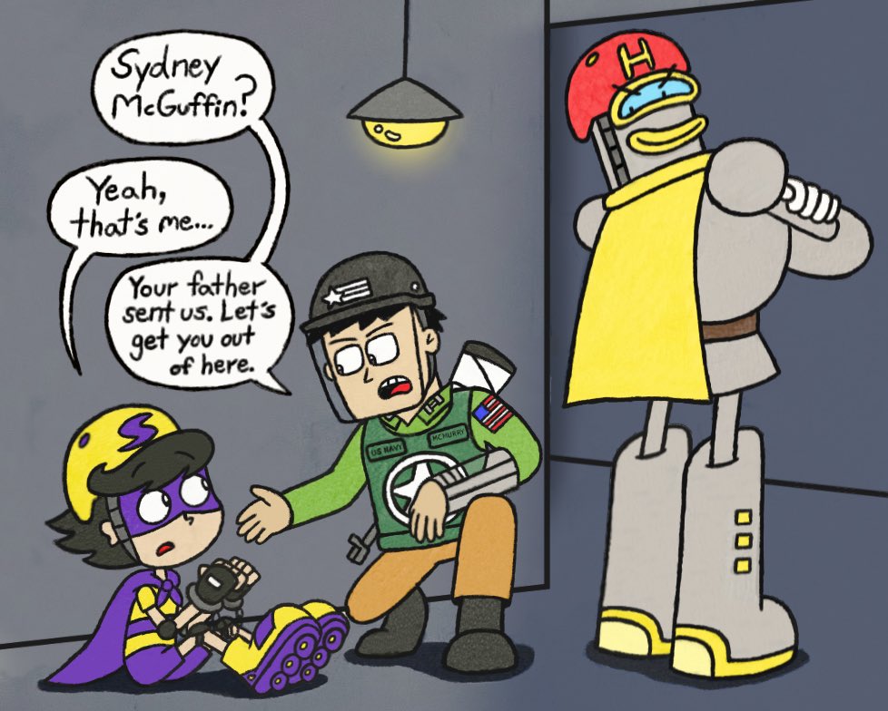 JJSponge120's tweet photo. Commission for J-K-123 (https://t.co/w45YT2NV6o), featuring his OC Patriot and my OC Herobot rescuing my other OC Sydney McGuffin (AKA Skater Lad) from captivity! #JK123 #Patriot #JJSponge120 #SydneyMcGuffin #SkaterLad #Herobot #OCs #Commission https://t.co/RQ9UzZg9j8