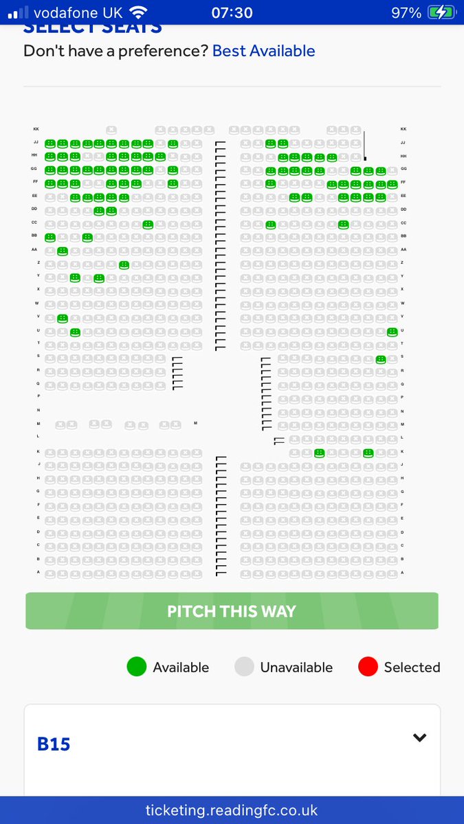 Go B15. I haven’t sat in here for a few years. The overall ticket sales are reminding me of the good times. I hope lots of fans stay behind to 👏👏 👏 team after the game #ReadingFC