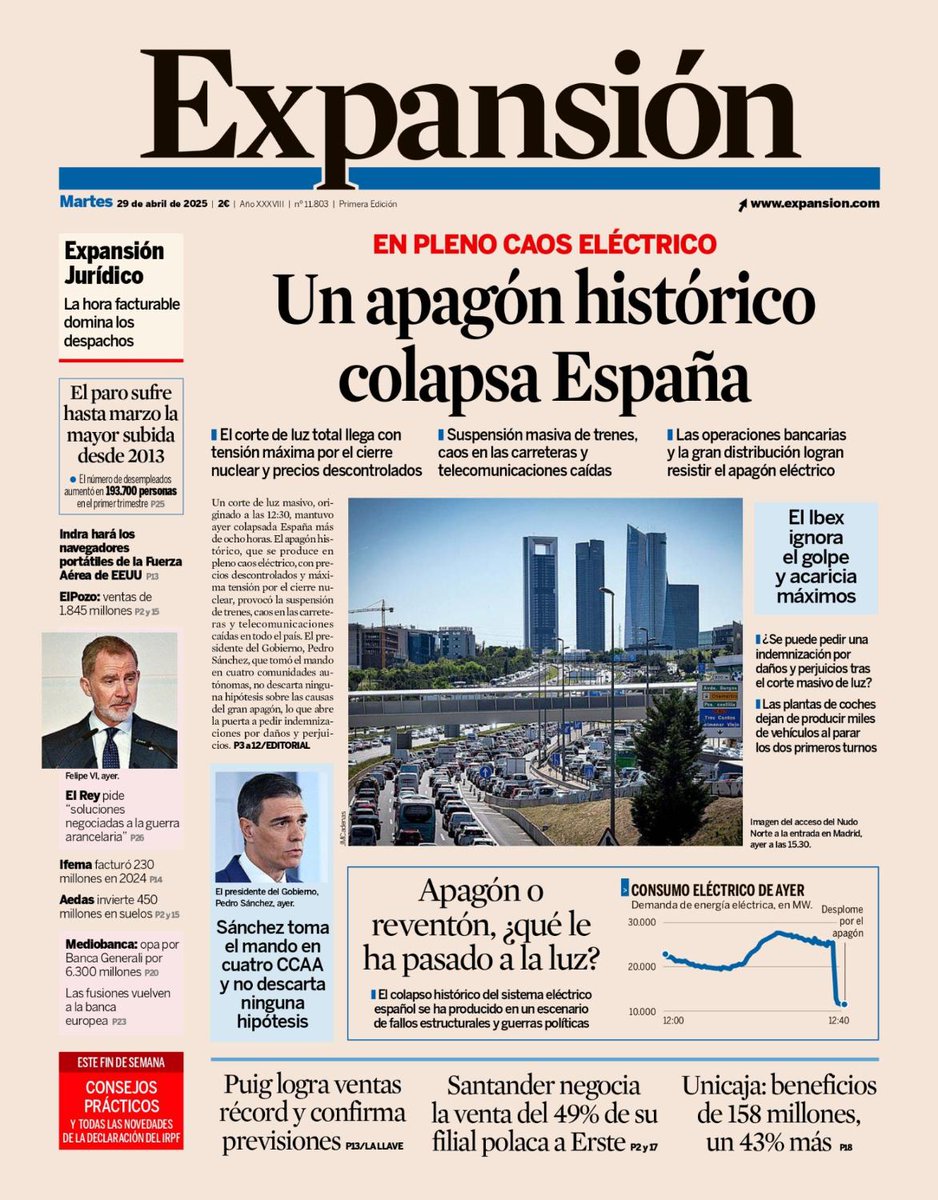 Nuestra portada de hoy, 29 de abril