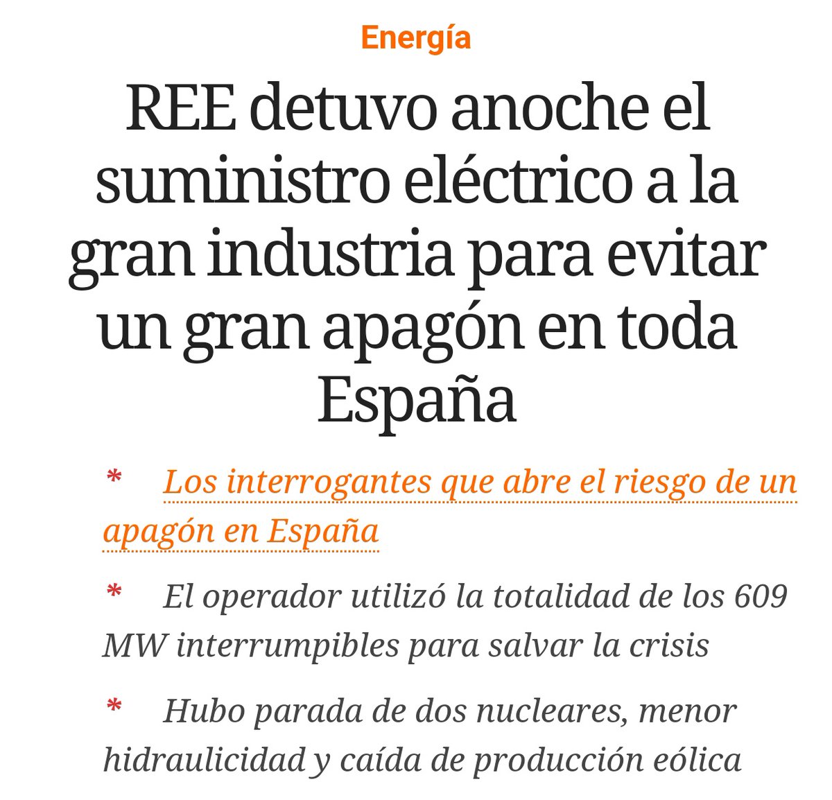PabloAndresAg10's tweet photo. ¿Y si la causa es estructural? Desde el año pasado se han registrado 4 intentos de apagón en España. Todos neutralizados por el sistema SRAD. Todo esto, deriva de una mala gestión en la transición de las energías fósiles a las renovables. Otra opción, con mucha fuerza https://t.co/ashkKlWlpd