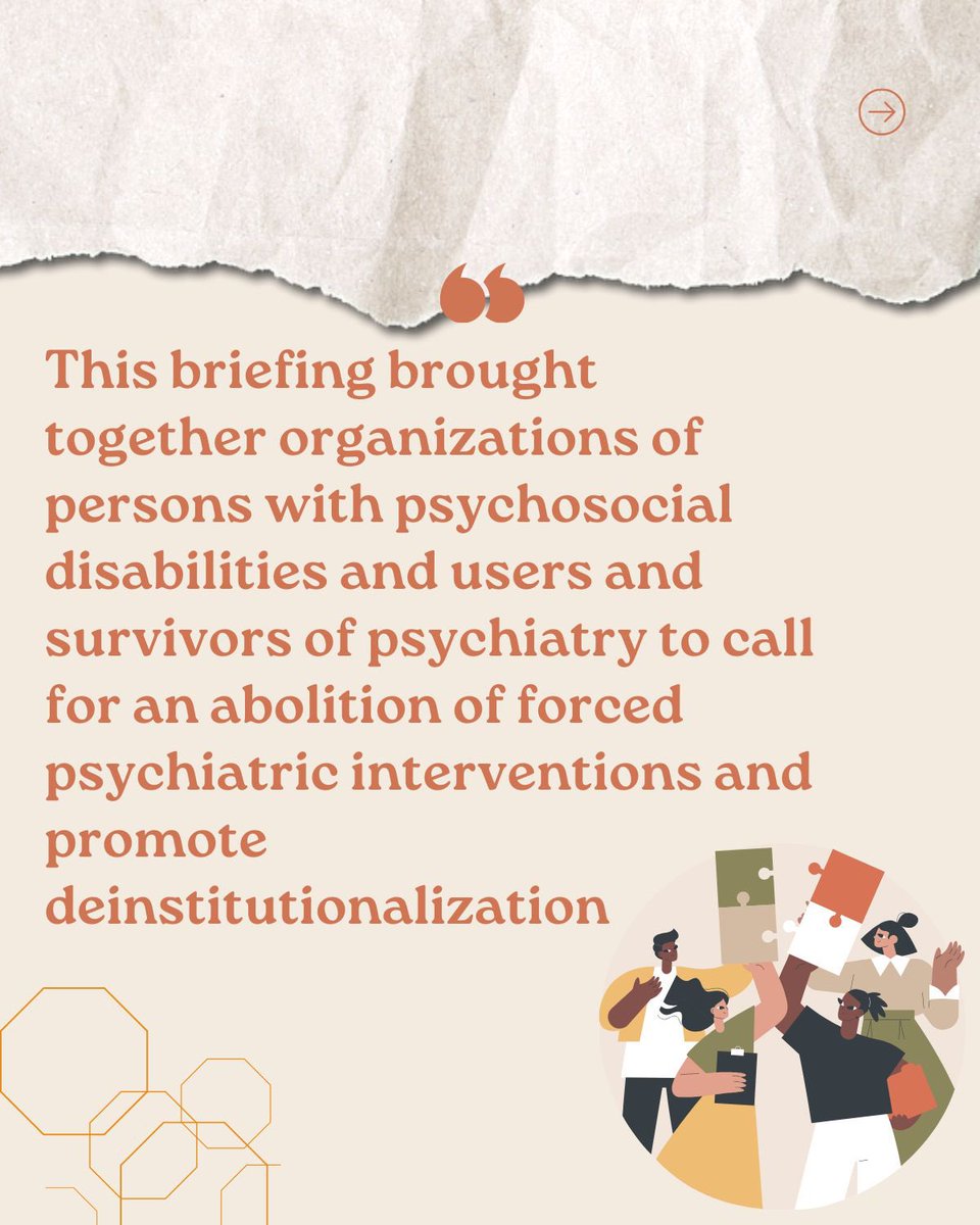TCI_Global's tweet image. CHRUSP, WSO and TCI Global conducted a thematic briefing for CRPD Committee members pushing forward the call for deinstitutionalization and the total abolition of forced mental health treatment regimes.

#Deinstitutionalization #CRPD #HumanRights #NothingAboutUsWithoutUs