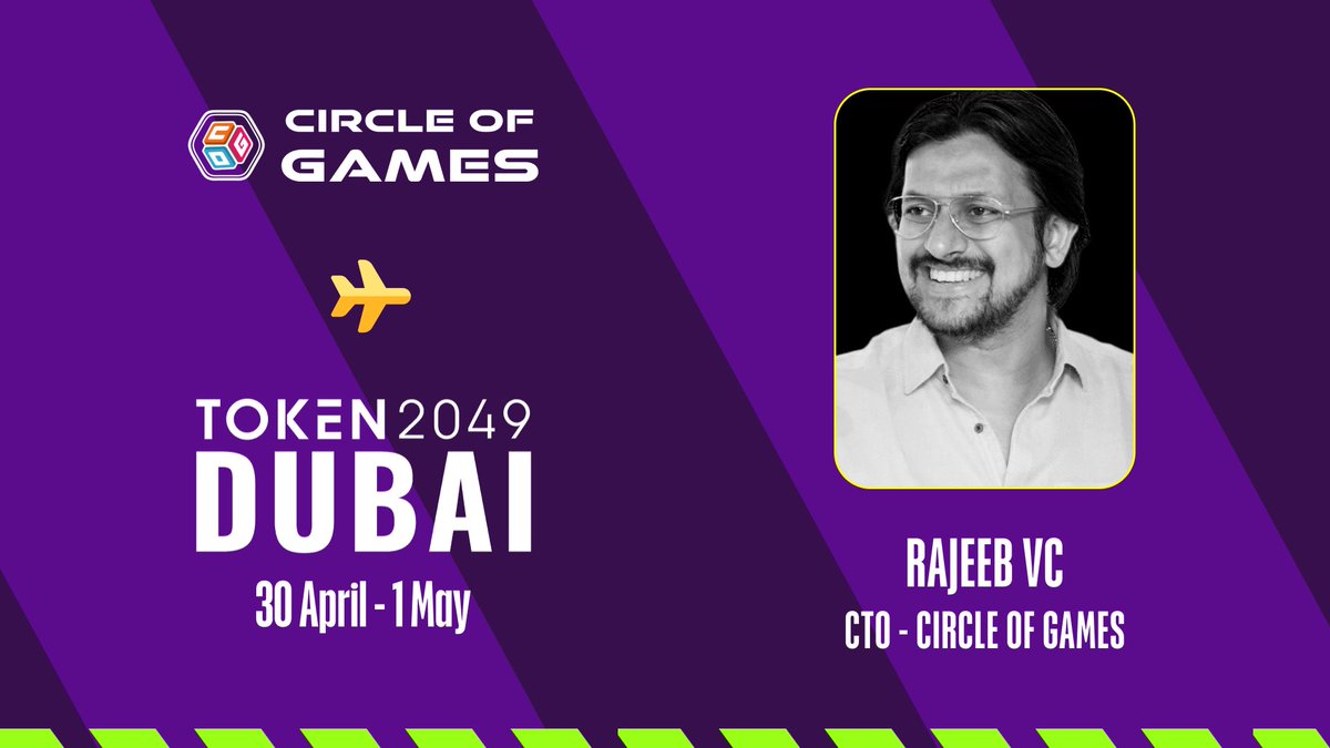 Circle_of_Games's tweet photo. Catch #cog at TOKEN2049 Dubai!🚀
Our CTO & Co-founder, @RajeebVc is attending #TOKEN2049 in Dubai from April 30 to May 1.
If you're around, it's a great opportunity to connect and discuss the future of #web3 gaming!
#dubai #cryptopump #techdubai #technology https://t.co/KiUTa3wFo4