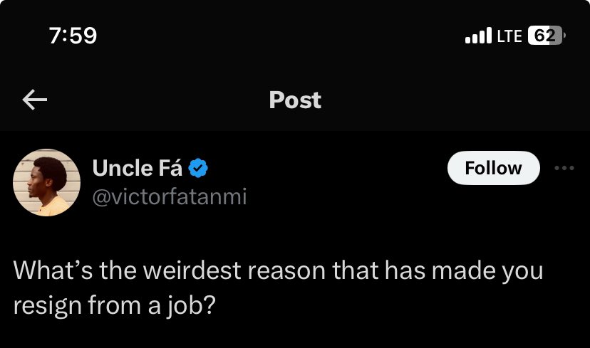 ThePadrepr's tweet photo. “What’s the weirdest reason that has made you resign from a job?” 😭💀

- Thread ✨ https://t.co/s0qmFX6tkn
