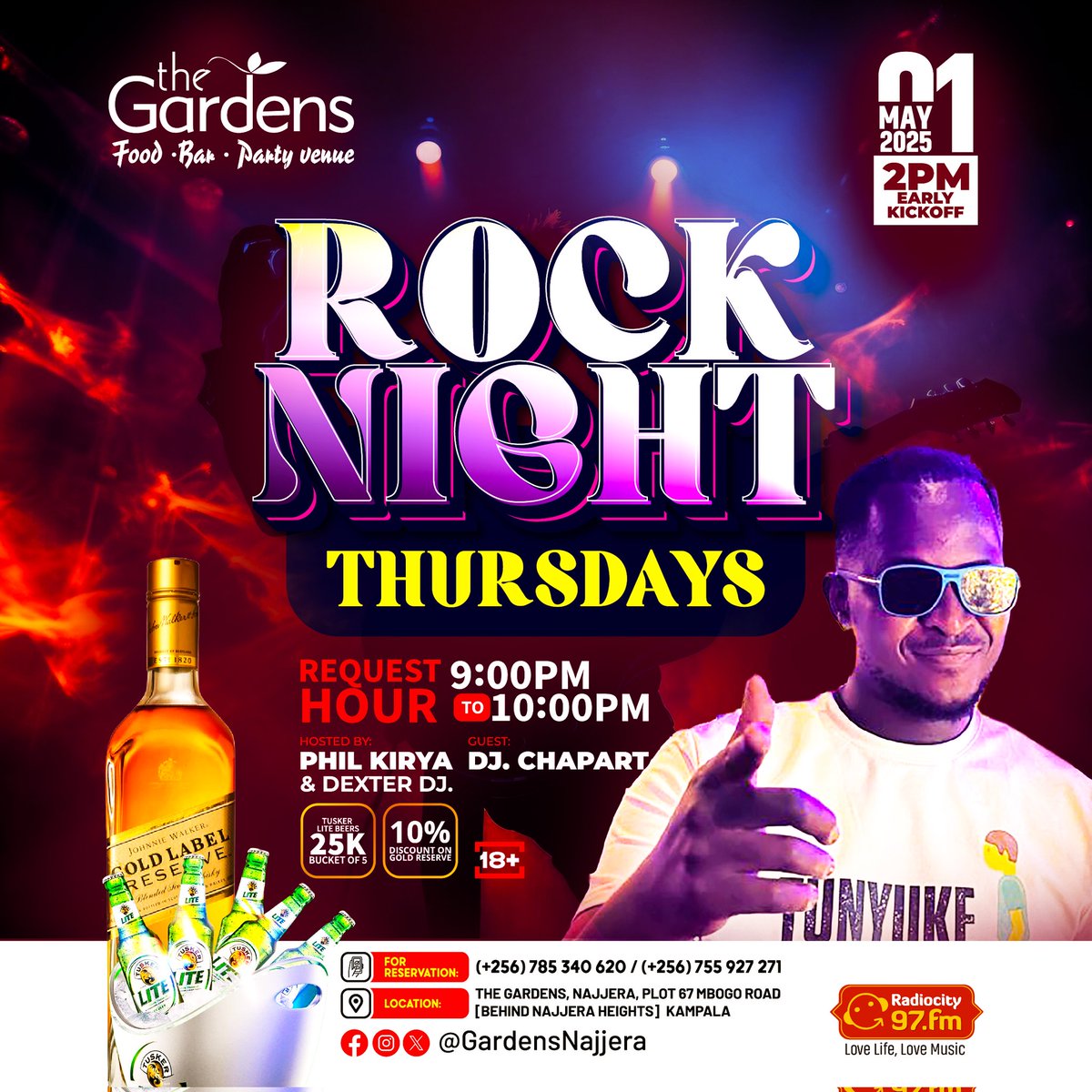 dexterdj__Ug's tweet photo. ๐
This Thursday, weโre kicking things off early! A new month deserves the right energy โ and Chapart is bringing the vibe with a special performance.
#RockThursday @GardensNajjera https://t.co/c3bNdOTdaa