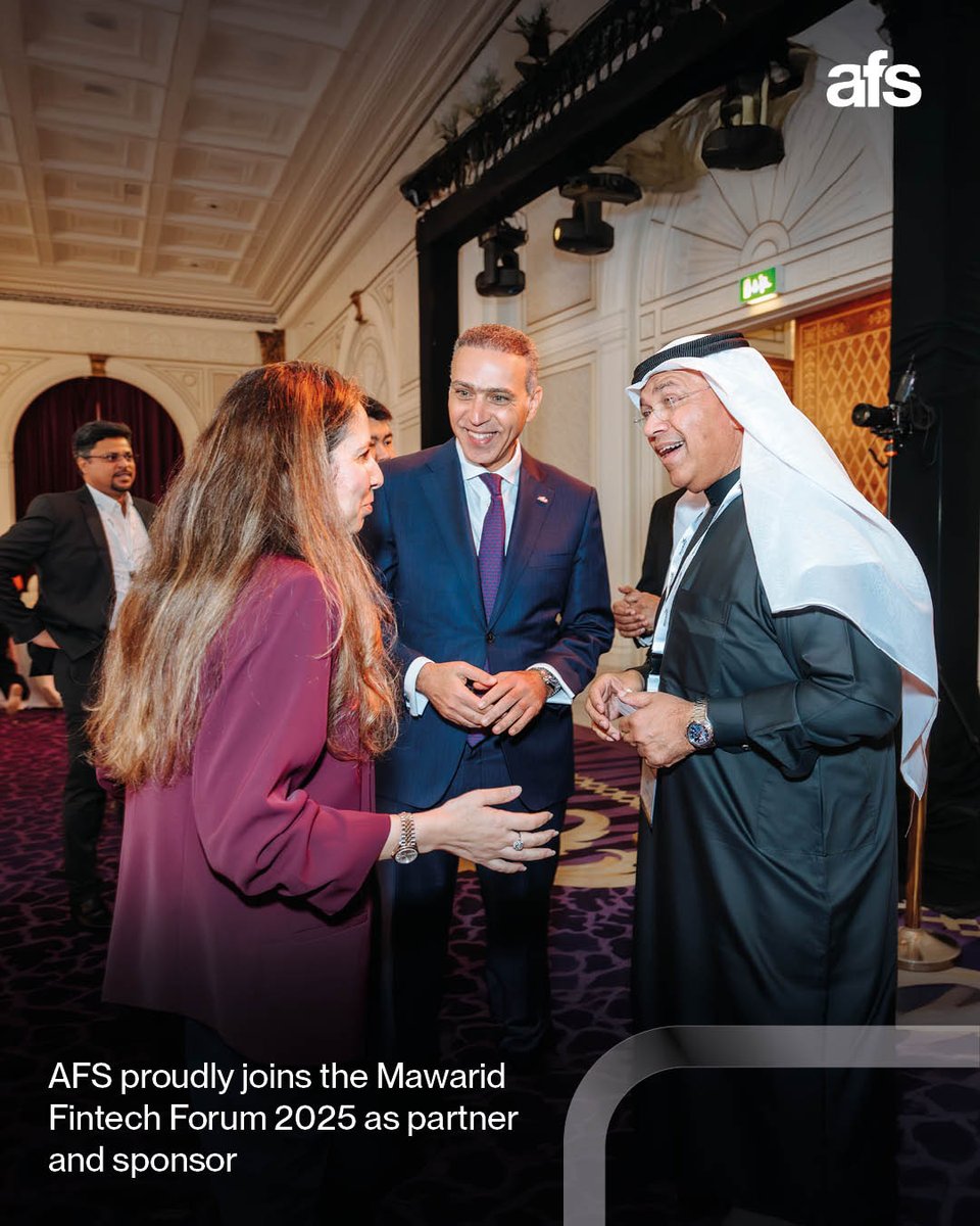 AFS is proud to have participated in the Mawarid Fintech Forum 2025, held in Dubai, as both a partner &amp; sponsor. The event brought together industry leaders from the technology &amp; financial services sectors to explore innovations in digital transformation &amp; banking solutions🚀