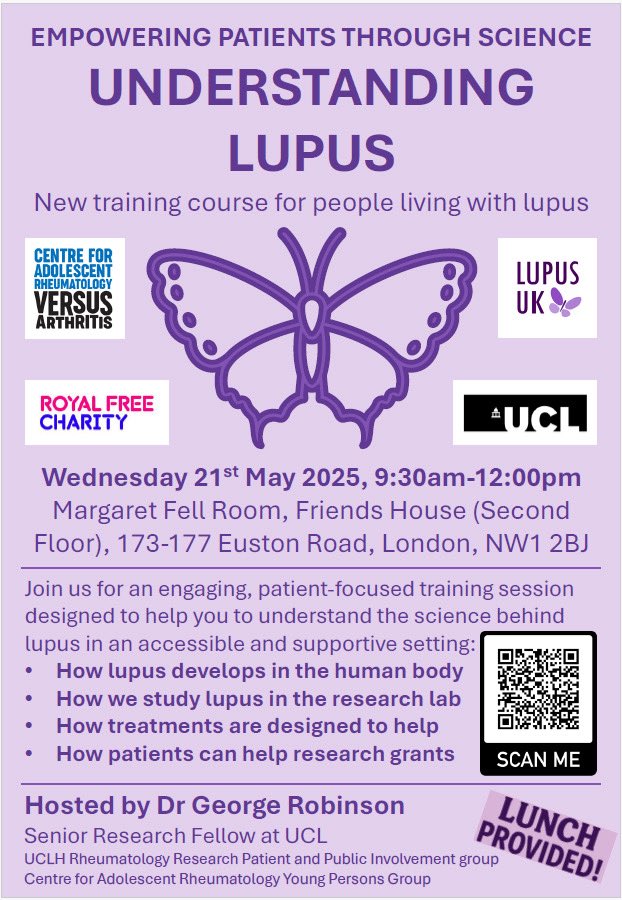 George Robinson (@georgearobinson) on Twitter photo Happy #2025DayOfImmunology!
I am hosting a unique (and free) in-person training opportunity for patients with #lupus to learn about the science of disease ๐ฆ
Register here! โ๏ธ
<a href="/VersusArthritis/">Versus Arthritis</a>
<a href="/RoyalFreeChty/">Royal Free Charity</a>
<a href="/LUPUSUK/">Lupus UK</a>
<a href="/uclh/">UCLH</a>
<a href="/uclmedsci/">UCL Faculty of Medical Sciences</a>
#WorldImmunologyDay Happy #2025DayOfImmunology!
I am hosting a unique (and free) in-person training opportunity for patients with #lupus to learn about the science of disease ๐ฆ
Register here! โ๏ธ
<a href="/VersusArthritis/">Versus Arthritis</a>
<a href="/RoyalFreeChty/">Royal Free Charity</a>
<a href="/LUPUSUK/">Lupus UK</a>
<a href="/uclh/">UCLH</a>
<a href="/uclmedsci/">UCL Faculty of Medical Sciences</a>
#WorldImmunologyDay
