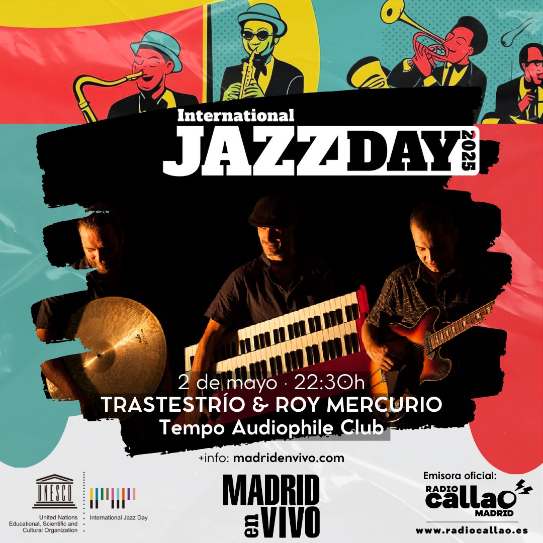 Madrid en Vivo (@madridenvivo) on Twitter photo 💥 Si te quedaste ayer sin luz es que estás predestinado a acudir a los conciertos del #InternationalJazzDay2025 <a href="/IntlJazzDay/">InternationalJazzDay</a>
🗓️ V2 de MAYO
🎙️ Schepels Jazz
📍 <a href="/MOECLUB/">MOE CLUB</a>
🎙️ Kurt Weiss
📍 <a href="/CafeCentralMad/">Café Central Madrid</a>
🎙️ Trastestrío
📍 <a href="/tempoclub/">Tempo Club</a>
🔎 INFO: madridenvivo.com 💥 Si te quedaste ayer sin luz es que estás predestinado a acudir a los conciertos del #InternationalJazzDay2025 <a href="/IntlJazzDay/">InternationalJazzDay</a>
🗓️ V2 de MAYO
🎙️ Schepels Jazz
📍 <a href="/MOECLUB/">MOE CLUB</a>
🎙️ Kurt Weiss
📍 <a href="/CafeCentralMad/">Café Central Madrid</a>
🎙️ Trastestrío
📍 <a href="/tempoclub/">Tempo Club</a>
🔎 INFO: madridenvivo.com
