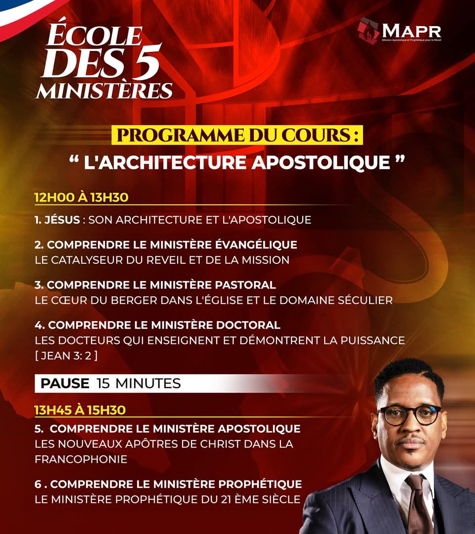 INSCRIVEZ-VOUS MAINTENANT ET REJOIGNEZ-NOUS LES REVIVALISTES POUR UN TEMPS DE REVÊTEMENT DIVIN :

👉ticket.frobill.com/e/11744227023

👉+33 7 56 99 96 26 ( WhatSApp)

🟥TOUS LES DÉTAILS SONT SUR LA VIDEO OFFICIELLE 
👉youtu.be/t8yaan--UgQ?si…

Prophète Joel Francis Tatu