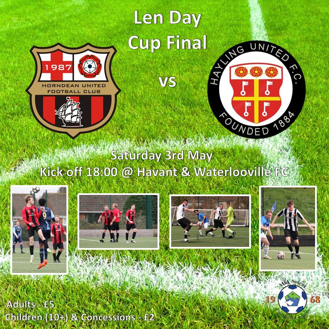 Mid Solent Adult League (@midsolent) on Twitter photo Coming this Saturday
<a href="/Horndean_Utd/">Horndean United FC</a> vs <a href="/hayling_fc/">Hayling United FC</a> Dev in the Len Day Cup Final 🏆.
<a href="/HWFCOfficial/">Havant & Waterlooville FC</a> with a 6pm kick off.
<a href="/PompeyNewsNow/">PompeyNewsNow🎙PO4cast</a> <a href="/Pompey_Football/">Portsmouth Football</a> Coming this Saturday
<a href="/Horndean_Utd/">Horndean United FC</a> vs <a href="/hayling_fc/">Hayling United FC</a> Dev in the Len Day Cup Final 🏆.
<a href="/HWFCOfficial/">Havant & Waterlooville FC</a> with a 6pm kick off.
<a href="/PompeyNewsNow/">PompeyNewsNow🎙PO4cast</a> <a href="/Pompey_Football/">Portsmouth Football</a>