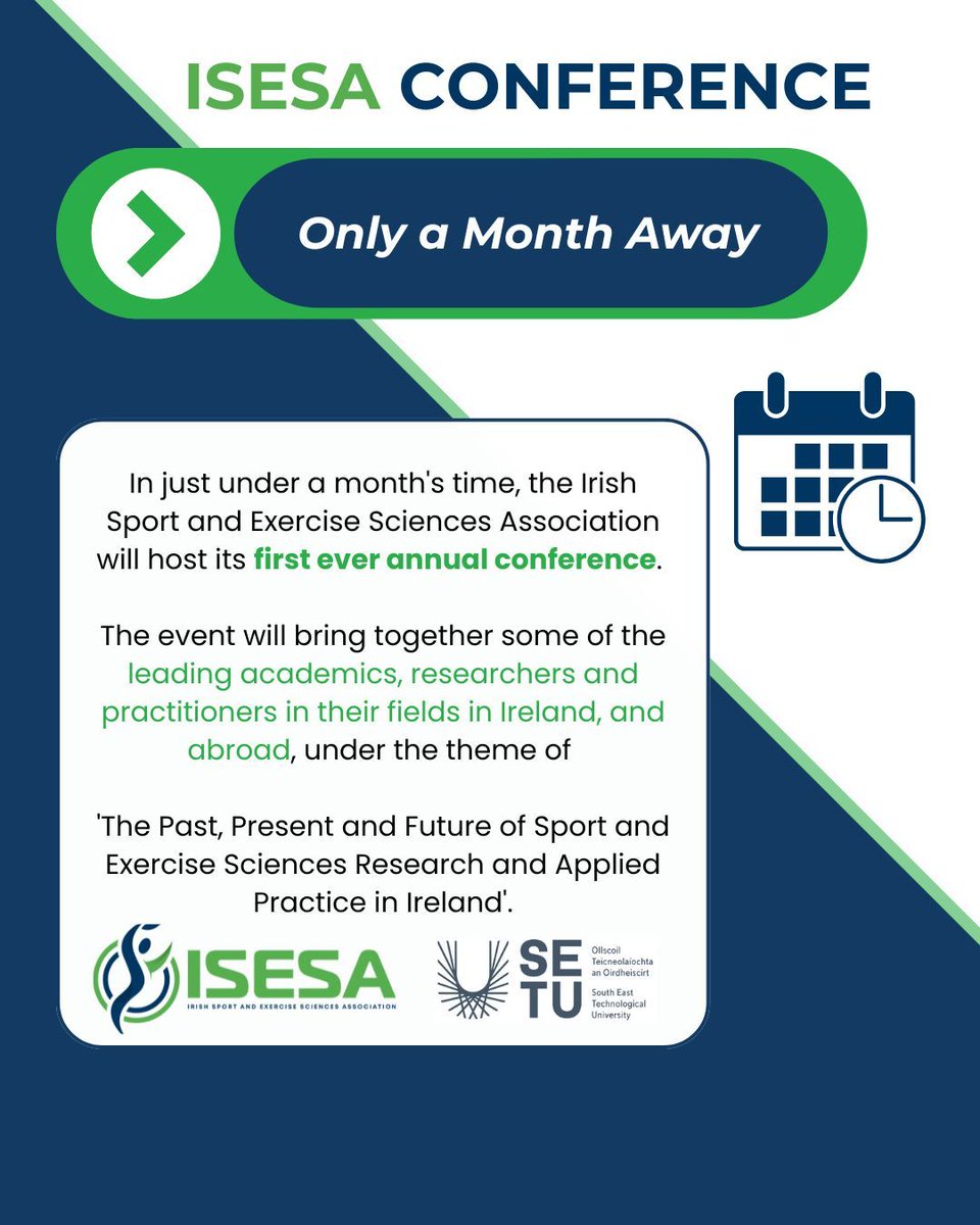 Irish Sport and Exercise Sciences Association (@irishsesa) on Twitter photo Those interested in attending the conference can book tickets at isesa.ie while a full programme of events & speakers can be found also on the ISESA homepage.
isesa.ie/news Chair of the event is <a href="/atgrainger/">Adam Grainger</a> Those interested in attending the conference can book tickets at isesa.ie while a full programme of events & speakers can be found also on the ISESA homepage.
isesa.ie/news Chair of the event is <a href="/atgrainger/">Adam Grainger</a>