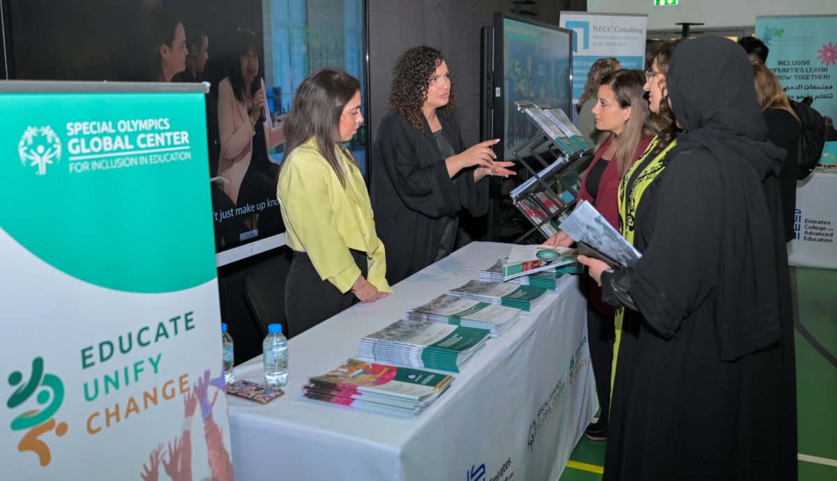 SpecialOlympics's tweet photo. We proudly joined @ECAE_ae's 11th Annual Autism Day! 🌟 

Our VP, Salyne El Samarany, spoke on “Inclusion: From the Classroom to the Community,” and we showcased key milestones with @MOEUAEofficial &amp; @uaeso_. #EducateUnifyChange https://t.co/fcMLkUVHlC