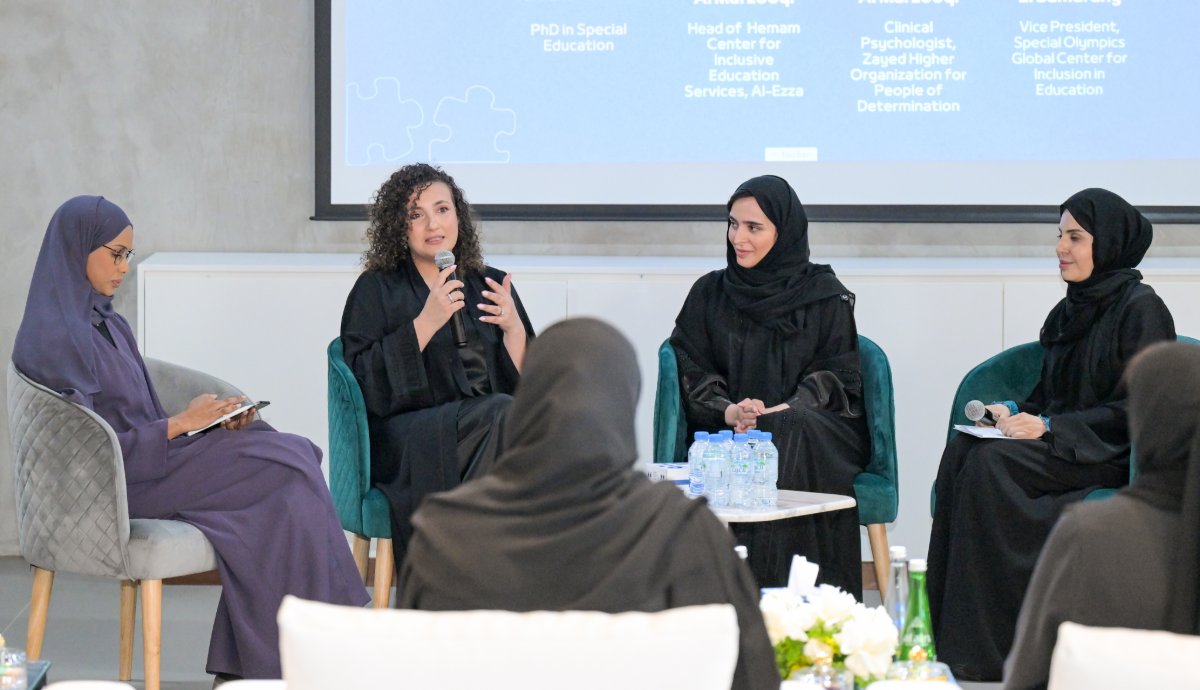 SpecialOlympics's tweet photo. We proudly joined @ECAE_ae's 11th Annual Autism Day! 🌟 

Our VP, Salyne El Samarany, spoke on “Inclusion: From the Classroom to the Community,” and we showcased key milestones with @MOEUAEofficial &amp; @uaeso_. #EducateUnifyChange https://t.co/fcMLkUVHlC