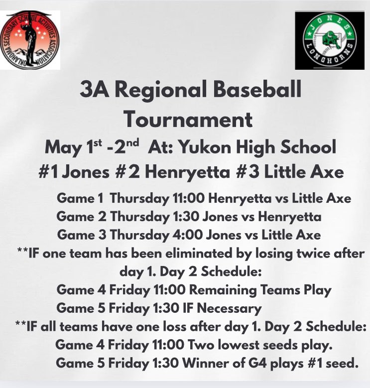 Regionals have been moved to Yukon High School!