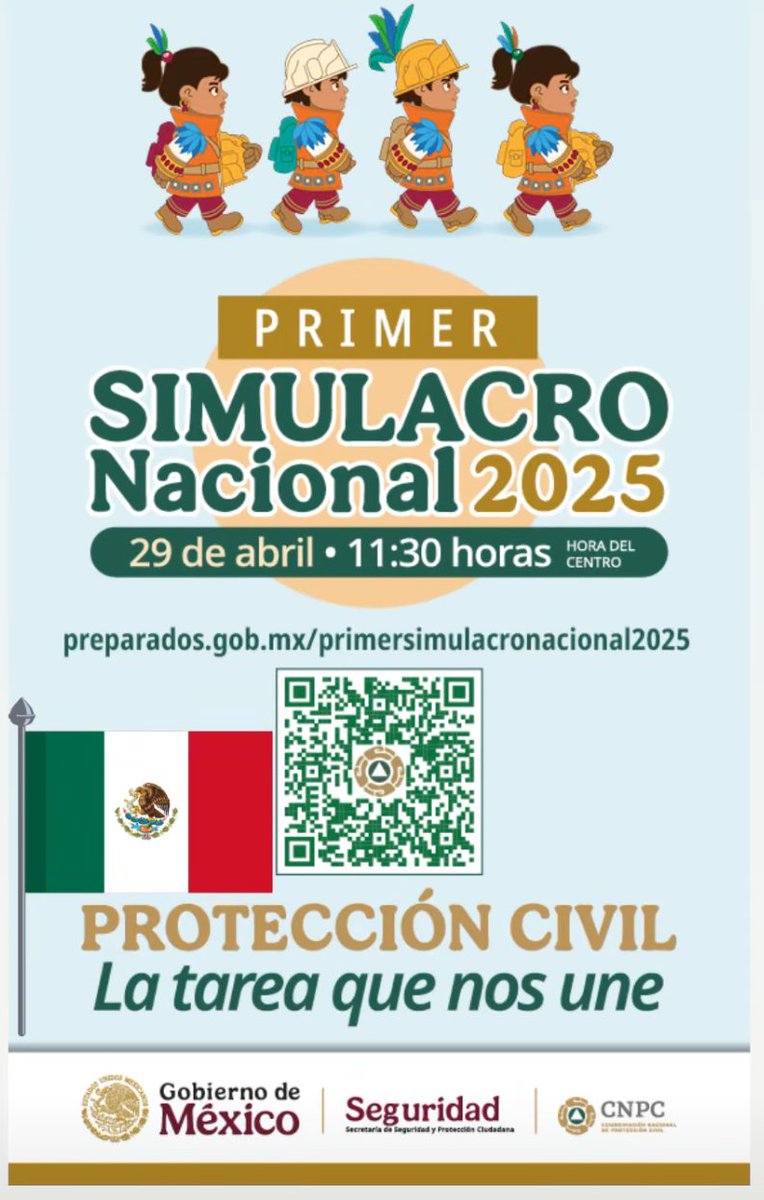 apciudadania's tweet photo. ¡Es hoy!
#PrimerSimulacroNacional2025 🚨📢
Los simulacros nos enseñan a estar preparados ante un fenómeno real, participa.
@CNPC_MX https://t.co/NYKc7NZNAK