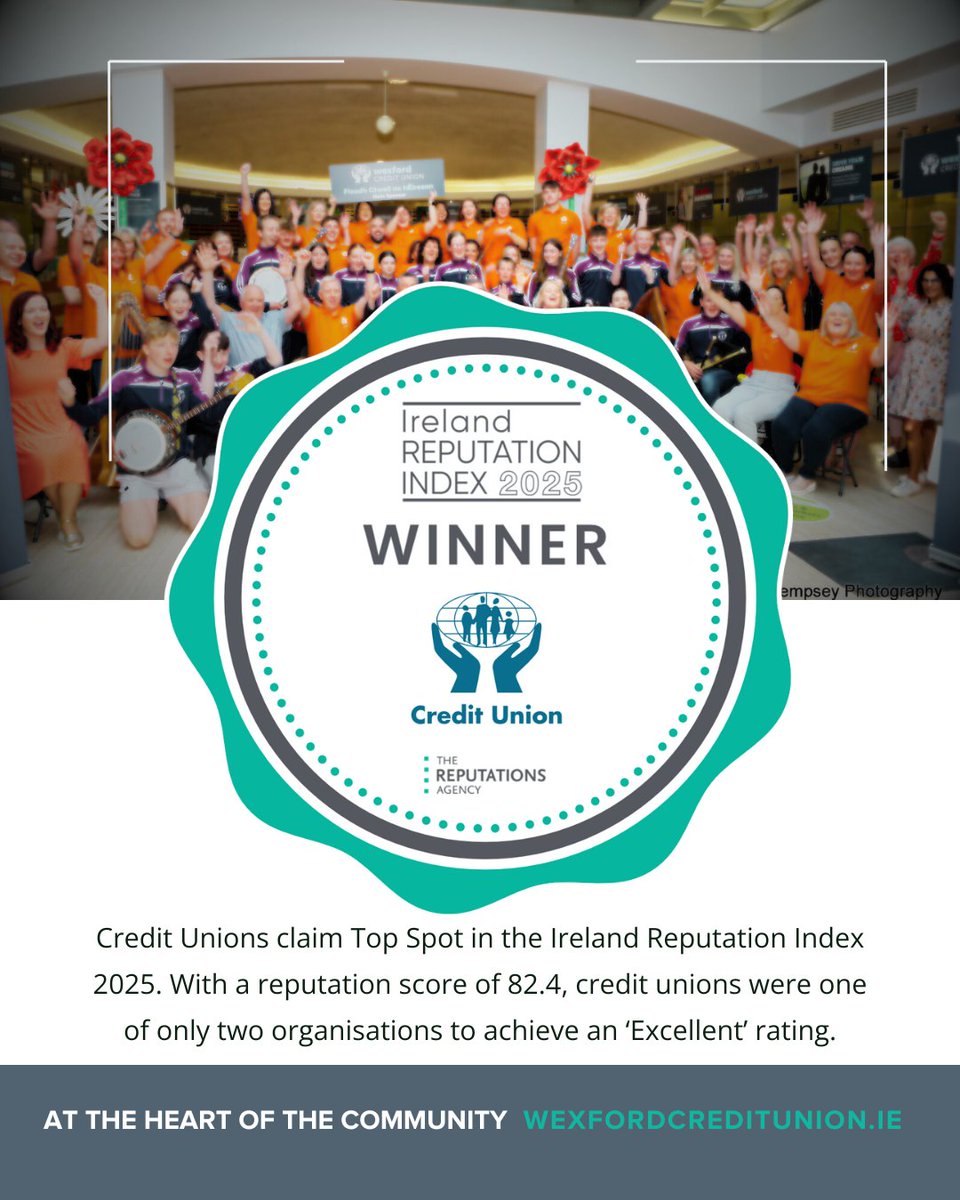🌟 For the THIRD year in a row, credit unions have been voted the most reputable organisation in the country! 🎉 We're incredibly proud to be part of a community that values trust, support, and financial well-being.✨   Here's to many more years of making dreams come true.💙