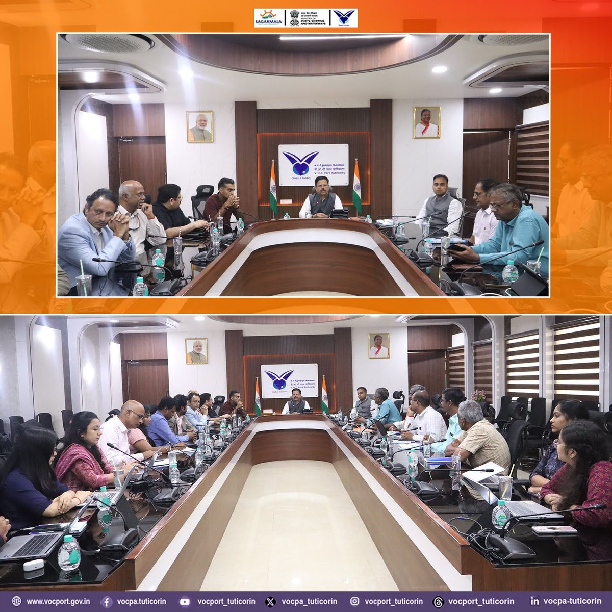 vocpa_tuticorin's tweet image. Today, Shri Susanta Kumar Purohit, IRSEE, Chairperson, chaired a meeting with senior management from JM Baxi group headed by Shri Dhruv Kotak, MD, JMBAXI Group.

The discussion included establishing Industrial park in Tuticorin area, increasing the draft of the port in the inner…