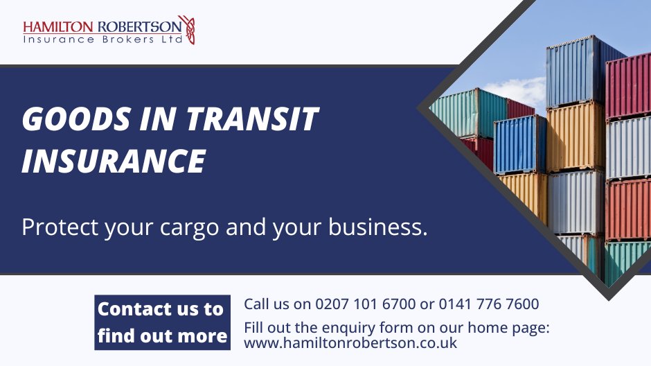 HRIBLtd's tweet image. Whether your items are travelling by sea, air, road or rail, we can arrange a goods in transit insurance policy.

Protect your cargo against loss or damage – both during transit and while being stored during its journey.

#GoodsInTransit #Insurance