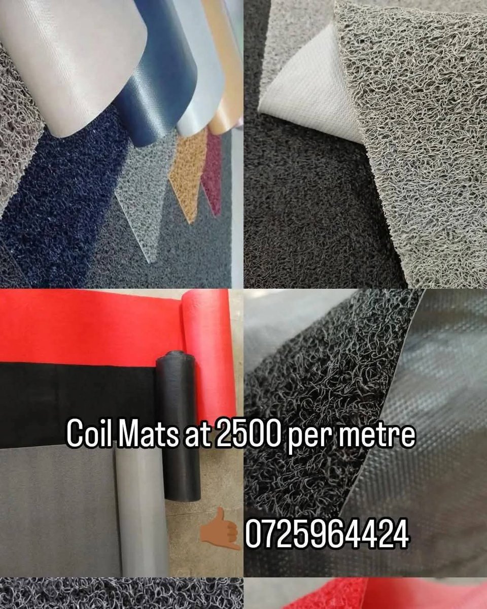 COIL mat 1.2 mby1m 
@ 2500/- per metre, thick quality 
📞📞 0725964424
PVC spaghetti mats

Wet Area Mats at 2500/- per metre 

#nairobikenya 
#wetareamatskenya
#bathroommats
#outdoormats
#entrancemats
#entrance
#entrancemat
#outdoormat
#antiskidmat 
#antislip
#antislipmat