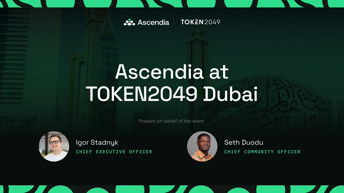 La semaine du #Token2049Dubai est lancée ! Passez découvrir notre stand et plongez dans l’univers de Ascendia. L’aventure ne fait que commencer — au travail !"