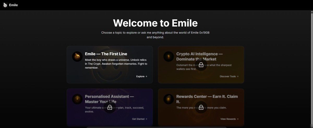 Welcome to the only AI you’ll ever need LITERALLY 

You start with Emile and collect one scroll. Then it begins to unlock you.

•Crypto Alpha

•Life Assistant

•Rewards Engine

•Everything else…..

Emile grows with you. He won’t just tell you what he thinks you want to hear.