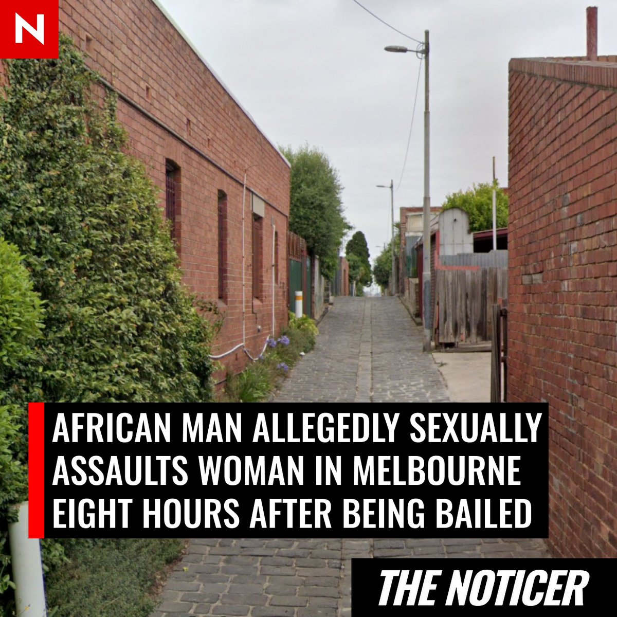 An African man, 35, is accused of pushing a woman to the ground and sexually assaulting her in North Melbourne just eight hours after being granted bail.