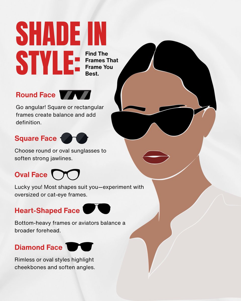 ciowomenmag's tweet image. Finding the perfect sunglasses isn’t just about style—it’s about symmetry. Discover which frames flatter your face shape and enhance your look with effortless chic.
#SunglassStyle #FaceShapeGuide #StyleTips #FashionEyewear #ChicShades #SunglassesTrends