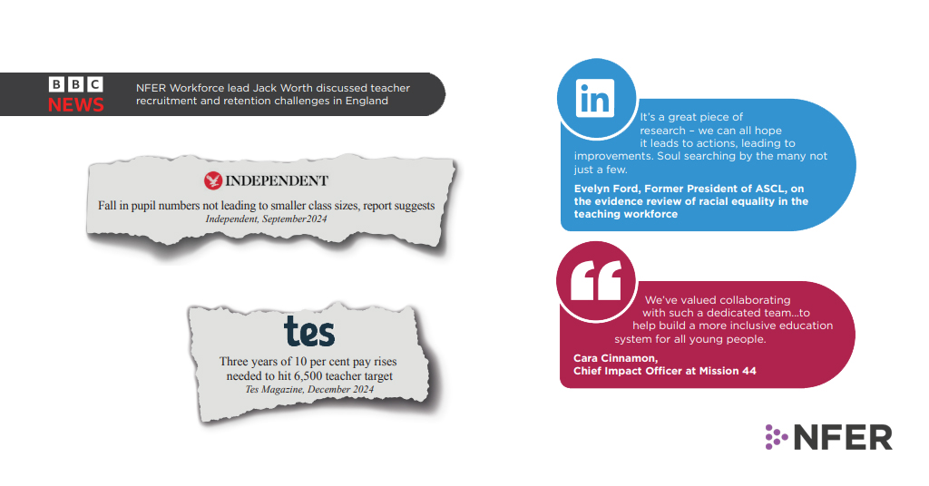 Over the past year, we put forward our voice before, during and after the general election, highlighted the importance of education across various media outlets, made key contributions to issues such as teacher supply, assessment and education to employment, and much more.

[2/3]