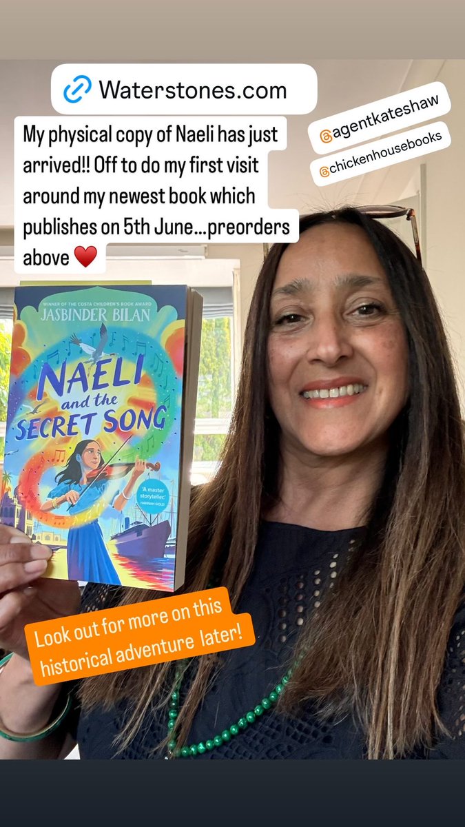 Always a special moment when your physical copy lands in your lap!! Thank you <a href="/chickenhsebooks/">Chicken House</a> The excitement never stops even 6!!!! Books in!! 
NAELI AND THE SECRET SONG publishes on 5th June!! If you wanted to preorder! It would make me v happy waterstones.com/book/naeli-and…