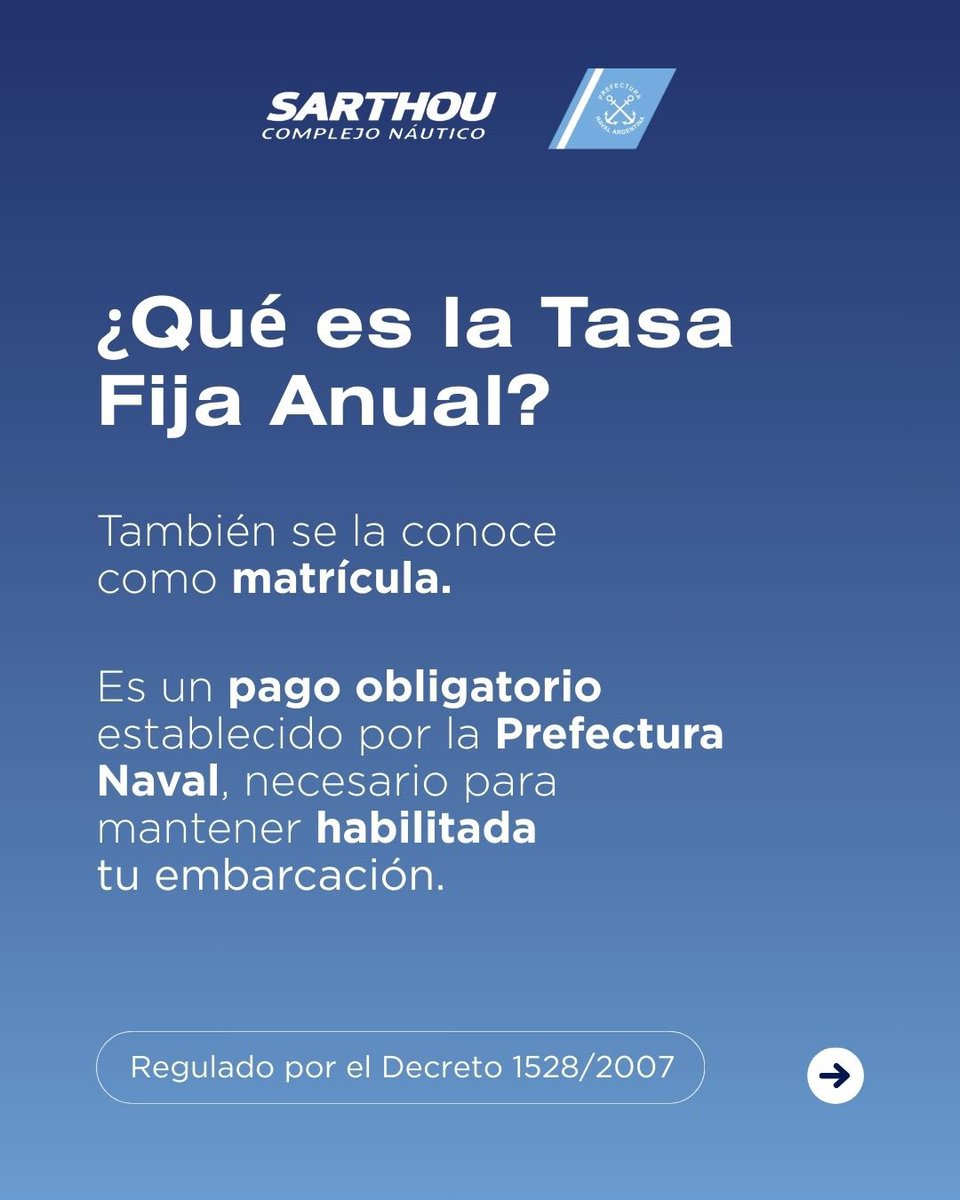 CNSarthou's tweet photo. Este es un recordatorio que mañana 30/4 vence la primera cuota de la tasa anual de PNA (matrícula). ⚓️

Evitá punitorios y salí a navegar tranquilo, en el post tenes toda la info para pagar y estar al día. 😎

Se viene un finde largo, aprovechalo con tu familia y amigos. https://t.co/NzdWHNOfhs