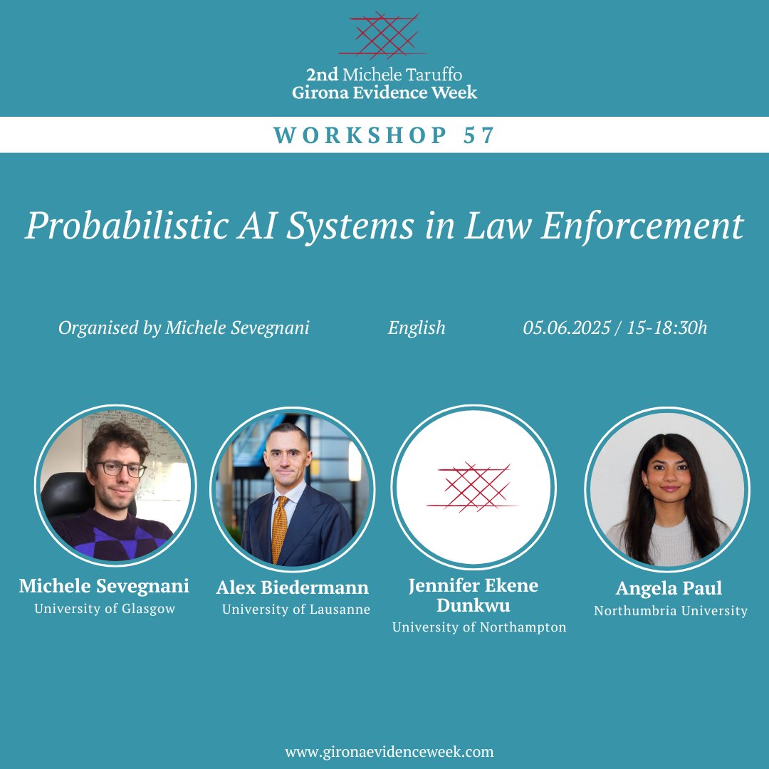 Càtedra de Cultura Jurídica (@ccj_udg) on Twitter photo Michele Sevegnani (<a href="/michele_seve/">Michele Sevegnani</a>) is organising the 57th workshop on probabilistic Artificial Intelligence systems, part of the #2ndMTGEW.
Register for the world congress on evidential legal reasoning!
gironaevidenceweek.com Michele Sevegnani (<a href="/michele_seve/">Michele Sevegnani</a>) is organising the 57th workshop on probabilistic Artificial Intelligence systems, part of the #2ndMTGEW.
Register for the world congress on evidential legal reasoning!
gironaevidenceweek.com