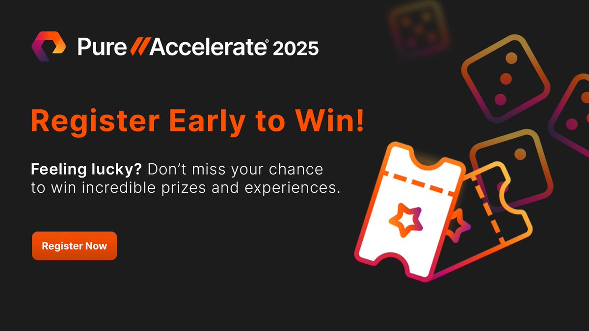 PureStorage's tweet image. Try your luck at Pure//Accelerate! Register and book your room at Resorts World Las Vegas by May 16 and you’ll be automatically entered to win incredible prizes and experiences! purefla.sh/4cSCnUd

#PureAccelerate #StoragePlatform #innovation #technology #AI #GenAI #data