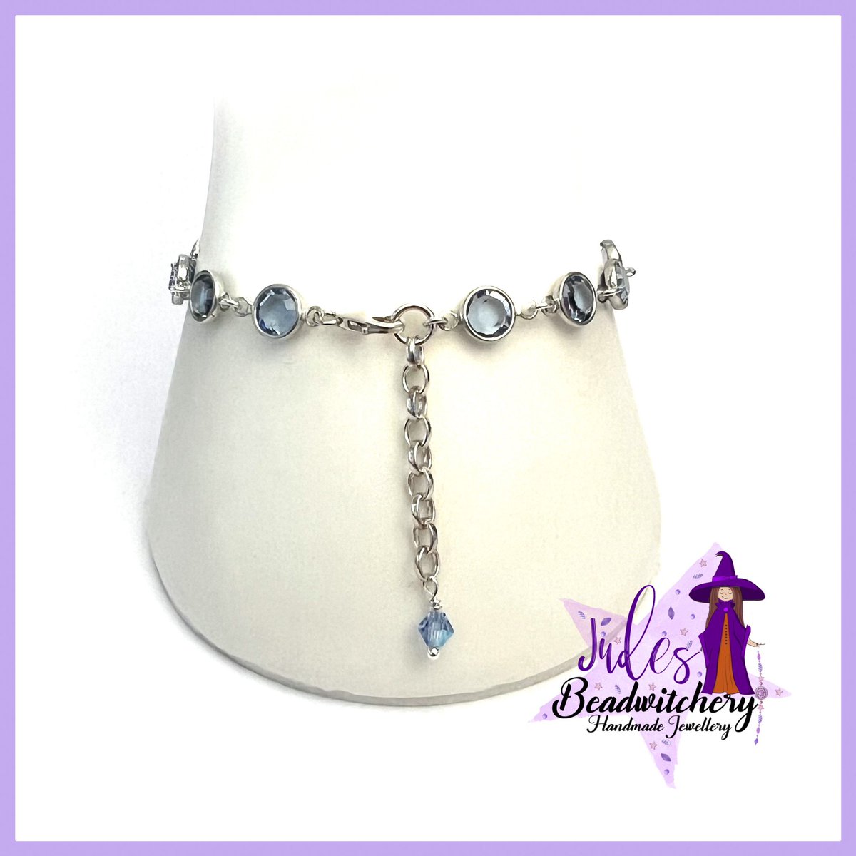 💙 Another favourite style of bracelet, is this Sterling Silver lotus flower charm &amp; very pale blue ‘Light Sapphire’ coloured glass Crystal Chanel links. The colour is perfect for your summer wardrobe, &amp; has a Sterling Silver extension chain and clasp💙

🛍️etsy.com/uk/listing/173…