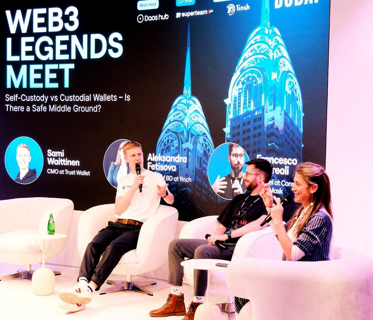 Our CMO <a href="/samifami/">Sami</a> took the stage at Web3 Legends Meet in Dubai!  

Sharing insights on self-custody vs custodial wallets — and how Trust Wallet is building a secure, multichain future.  

Big thanks to <a href="/Daoshub/">Daos hub Dubai</a> for hosting!🚀