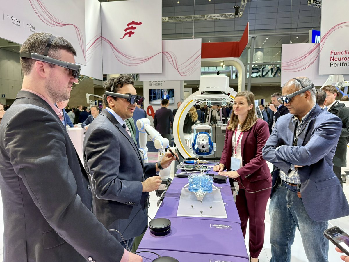 Fantastic #AANS2025 weekend in Boston. It was amazing as always to see the incredible innovations, inspiring research, and the direction of the field. 

Pictured below: PGY-4s George Bourdages and Muhammad Jalal, PGY-1 Hanish Polavarapu, and Dr. Babu as they check out new tech!