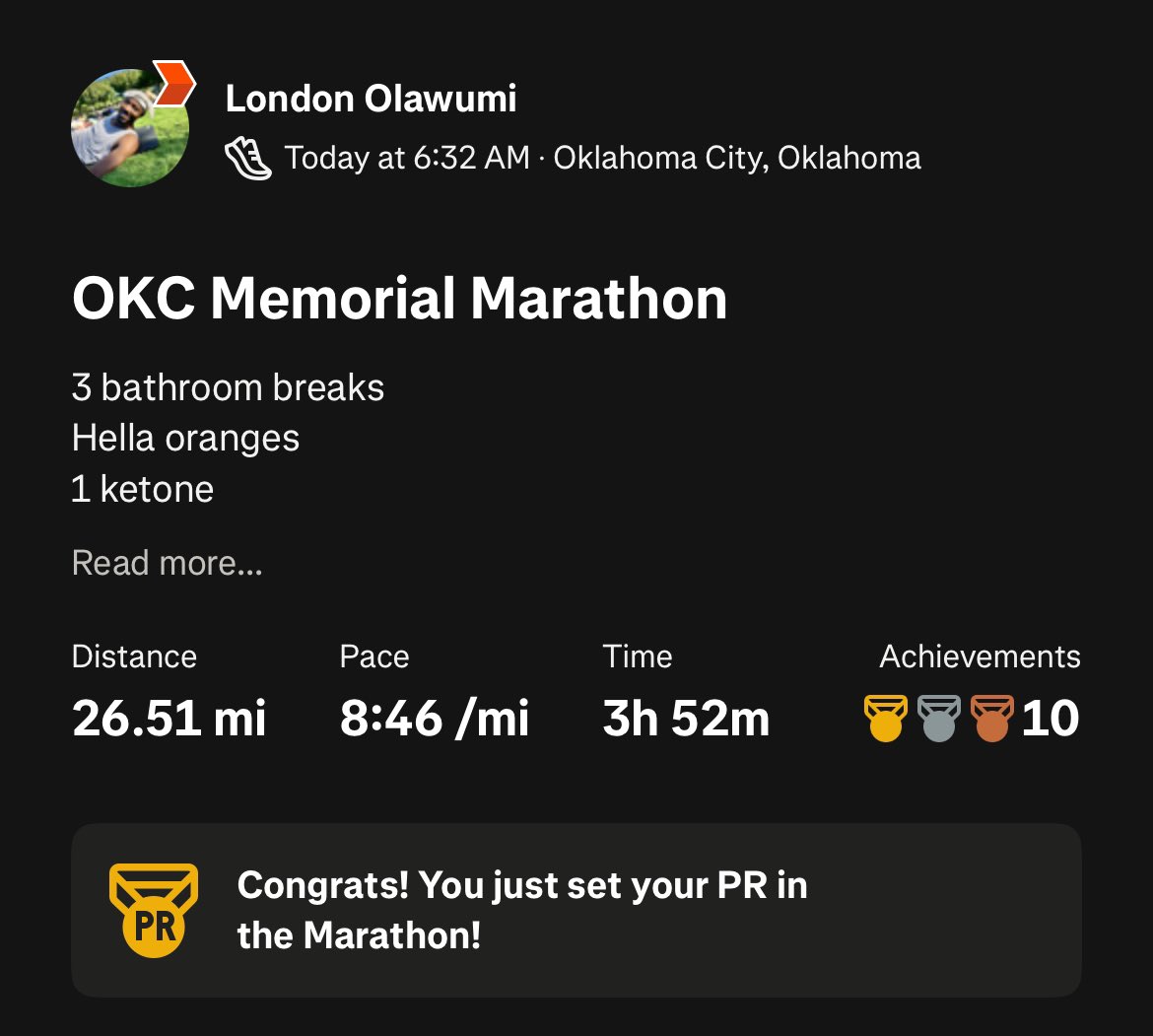 This man ran his first marathon sub 4!
