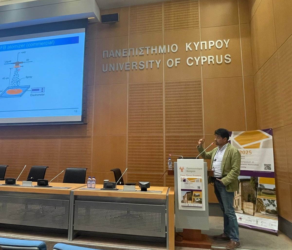 Presented my work on pneumatic atomization enhanced by electric fields at 8th European Symposium on Electrohydrodynamic Atomization &amp; Electrospinning #ESEE2025, #Nicosia #Cyprus. Exploring droplet breakup dynamics. Representing <a href="/unisevilla/">Universidad de Sevilla</a> <a href="/ETSIngenieria/">ETS de Ingeniería</a> #FluidMechanics #Research
