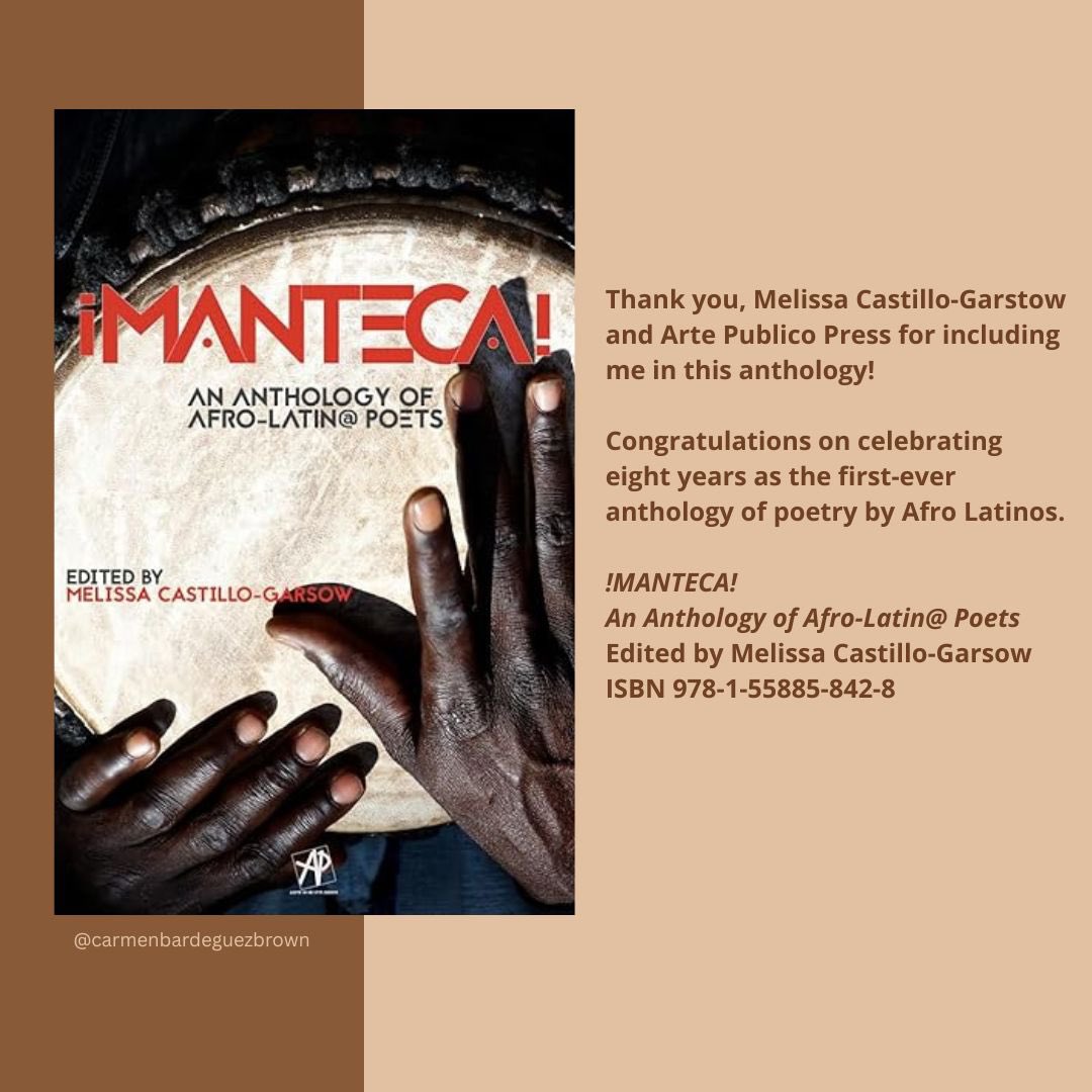 Thank you, Melissa Castillo-Garstow and <a href="/artepublico/">artepublico</a> for including me in this anthology!

!MANTECA! 
An Anthology of Afro-Latin@ Poets

artepublicopress.com/product/mantec…