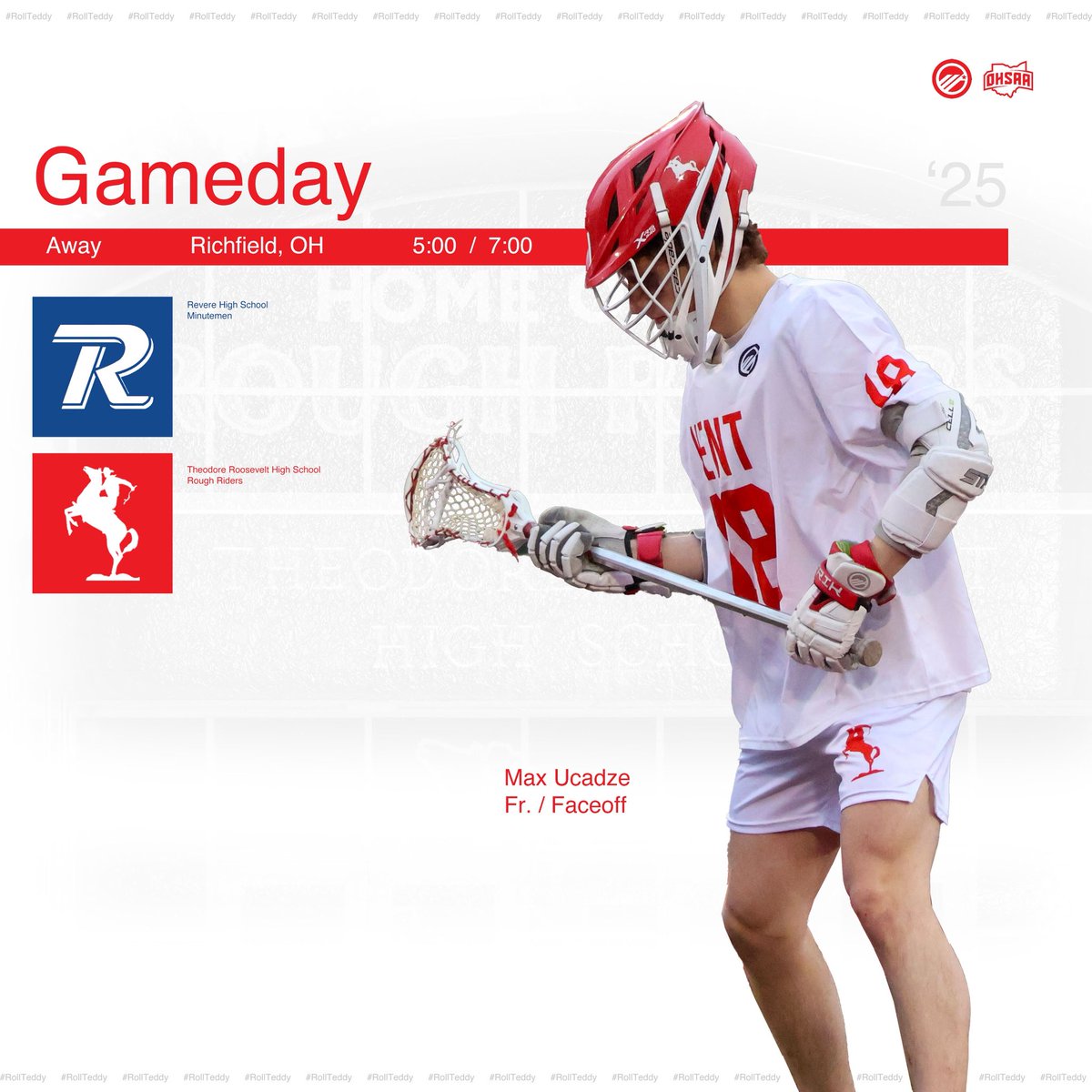 RoughRidersKENT's tweet photo. It’s GAMEDAY for Rough Rider Boys Lacrosse! 🥍🔥

📍 Away vs. Revere
⏰ JV – 5:00 PM | Varsity – 7:00 PM

Let’s get after it, Riders! #RollTeddy https://t.co/viYYi2LaIi
