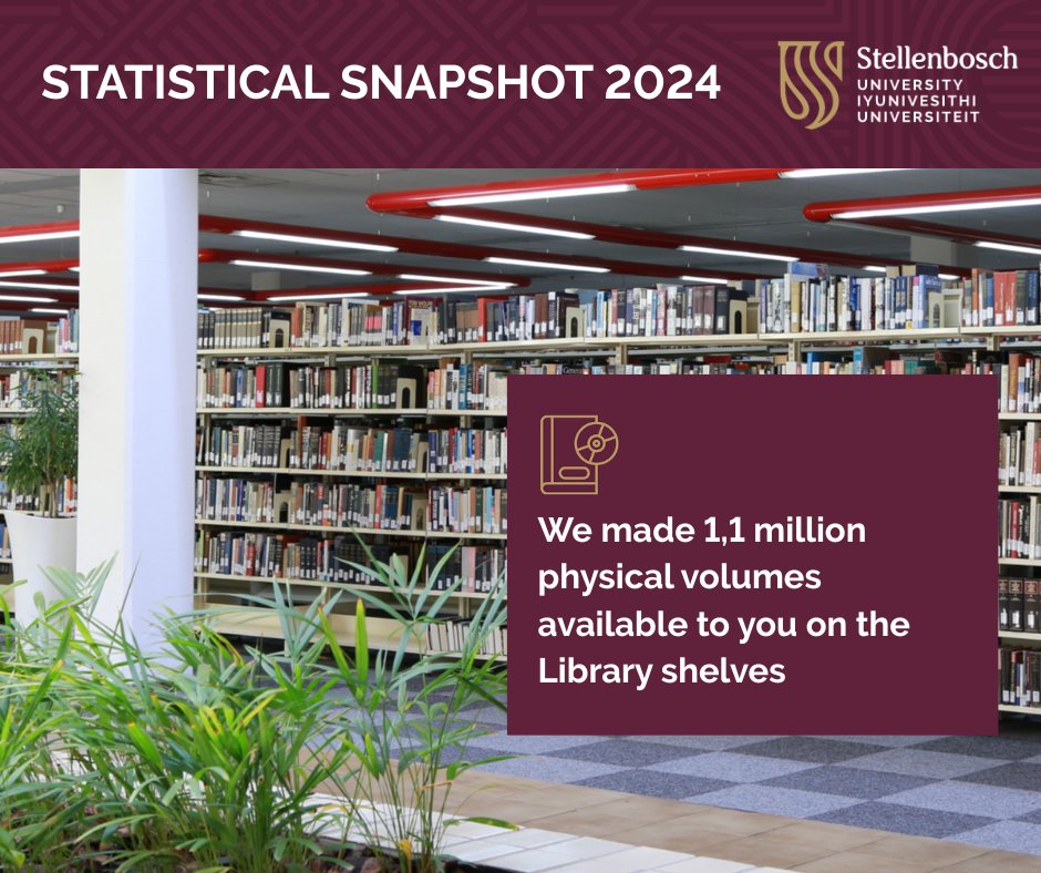 SU_Libraries's tweet image. #DidYouKnow
In 2024, we made 1.1 million physical volumes available on our Library shelves — yep, that’s a million with an M! just for you! Whether you are researching, studying, or simply exploring new ideas.  
library.sun.ac.za
#knowledgeispower #LibraryFacts #SUmaties