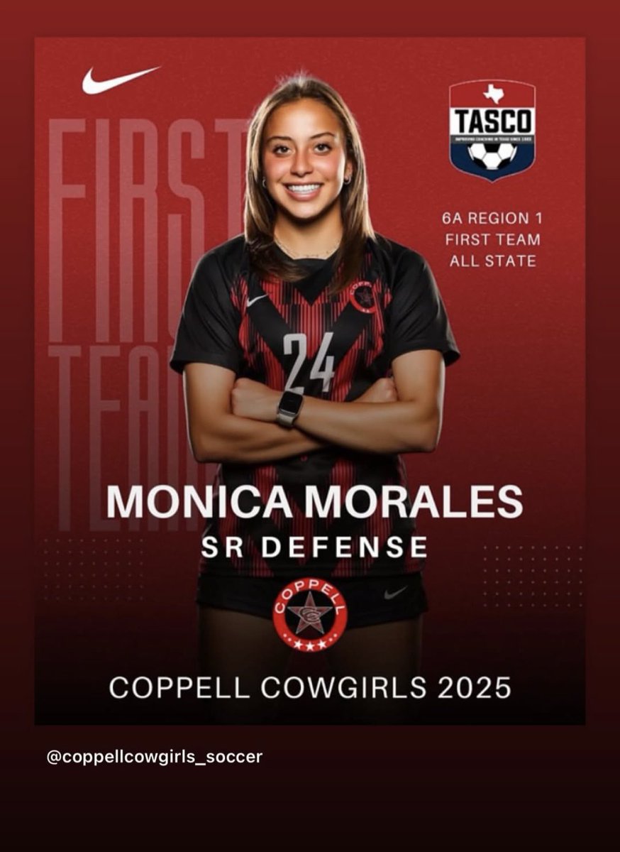 Congrats to our amazing <a href="/mmorales_2025/">Monica Morales</a> for being selected to <a href="/tascosoccer/">TASCO</a> 1st Team All-State!