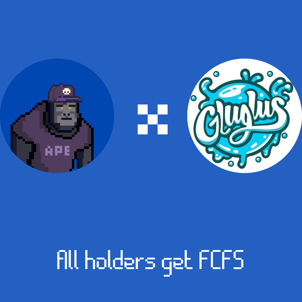 The first collaboration with @ApeGlugus !
All <a href="/GorillazOnApe/">Gorillaz On Ape</a> holders get FCFS
25 GTD for top holders
And giveaway 25 GTD for the holders
1⃣Follow @ApeGlugus 
2⃣Like+RT and tag 3 friends
3⃣Hold <a href="/GorillazOnApe/">Gorillaz On Ape</a> + drop your #ape wallet

24 hours⏳ #ApeChain