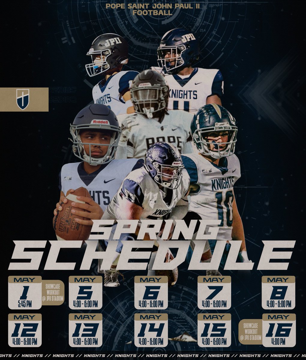 JPII Football (@jpiiknightsfb) on Twitter photo Excited for the start of Spring Ball practice and Showcase Drill Workout Days! #RecruitTheKnights #KnightTime <a href="/JPIIAthletics/">Pope Prep Athletics</a> Excited for the start of Spring Ball practice and Showcase Drill Workout Days! #RecruitTheKnights #KnightTime <a href="/JPIIAthletics/">Pope Prep Athletics</a>